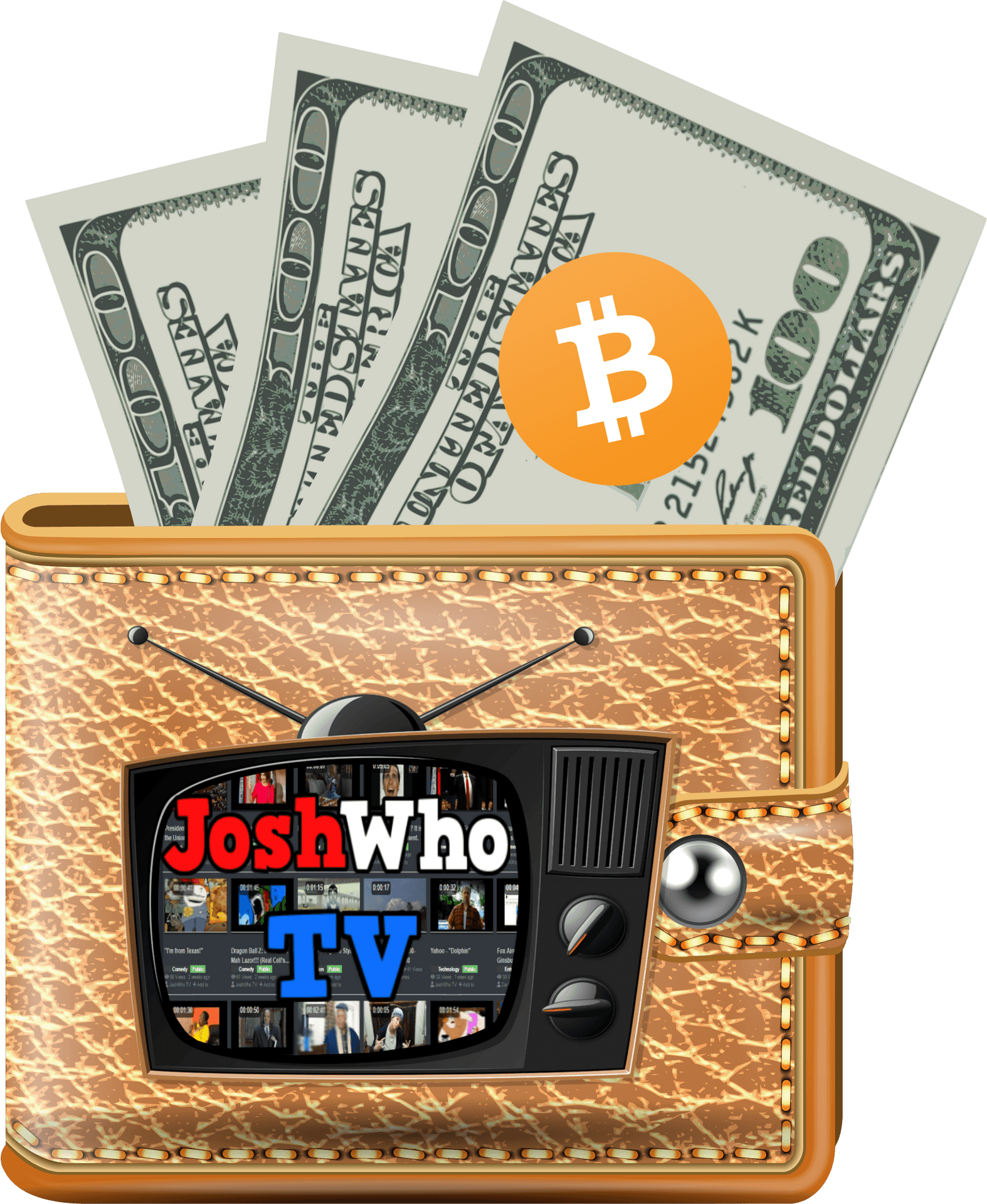 Modern Walletwith Cash Bitcoinand T V Streaming PNG image