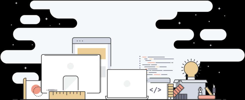 Modern Web Development Workspace Illustration PNG image