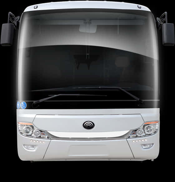 Modern White Bus Front View PNG image