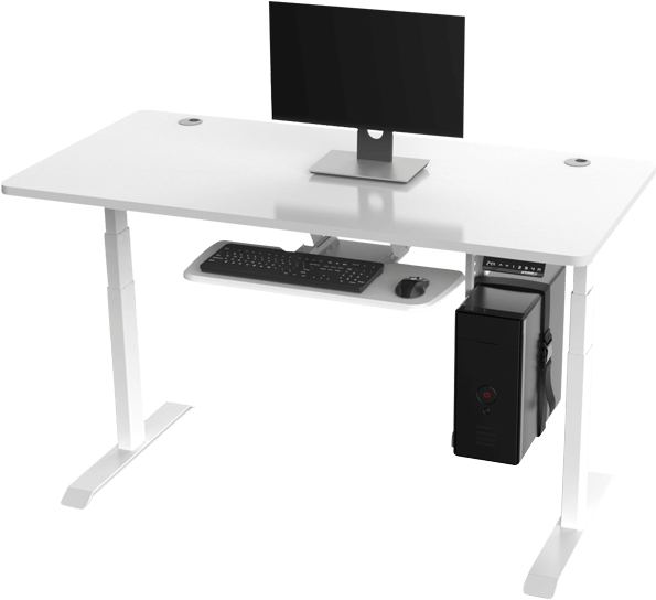 Modern White Computer Desk Setup PNG image