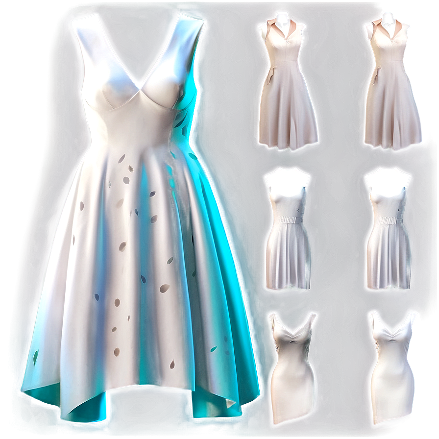 Modern White Dress Design Png 13 PNG image