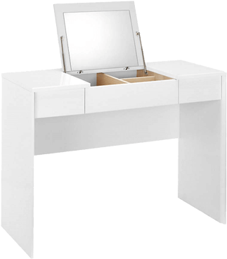 Modern White Dressing Table With Mirror PNG image