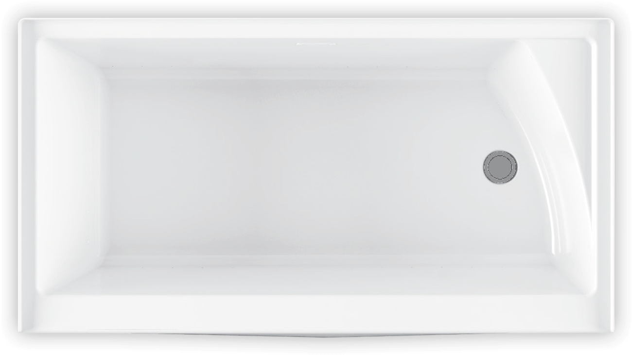 Modern White Rectangular Bathtub Top View PNG image