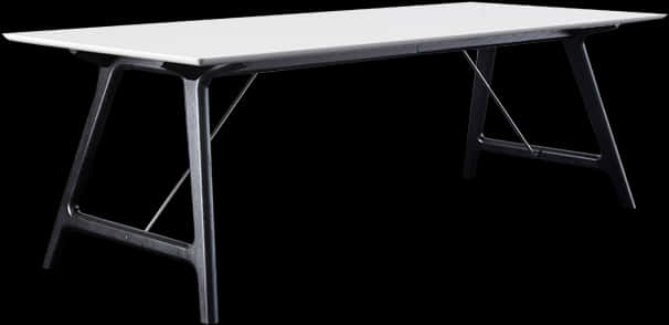 Modern White Table Black Legs PNG image