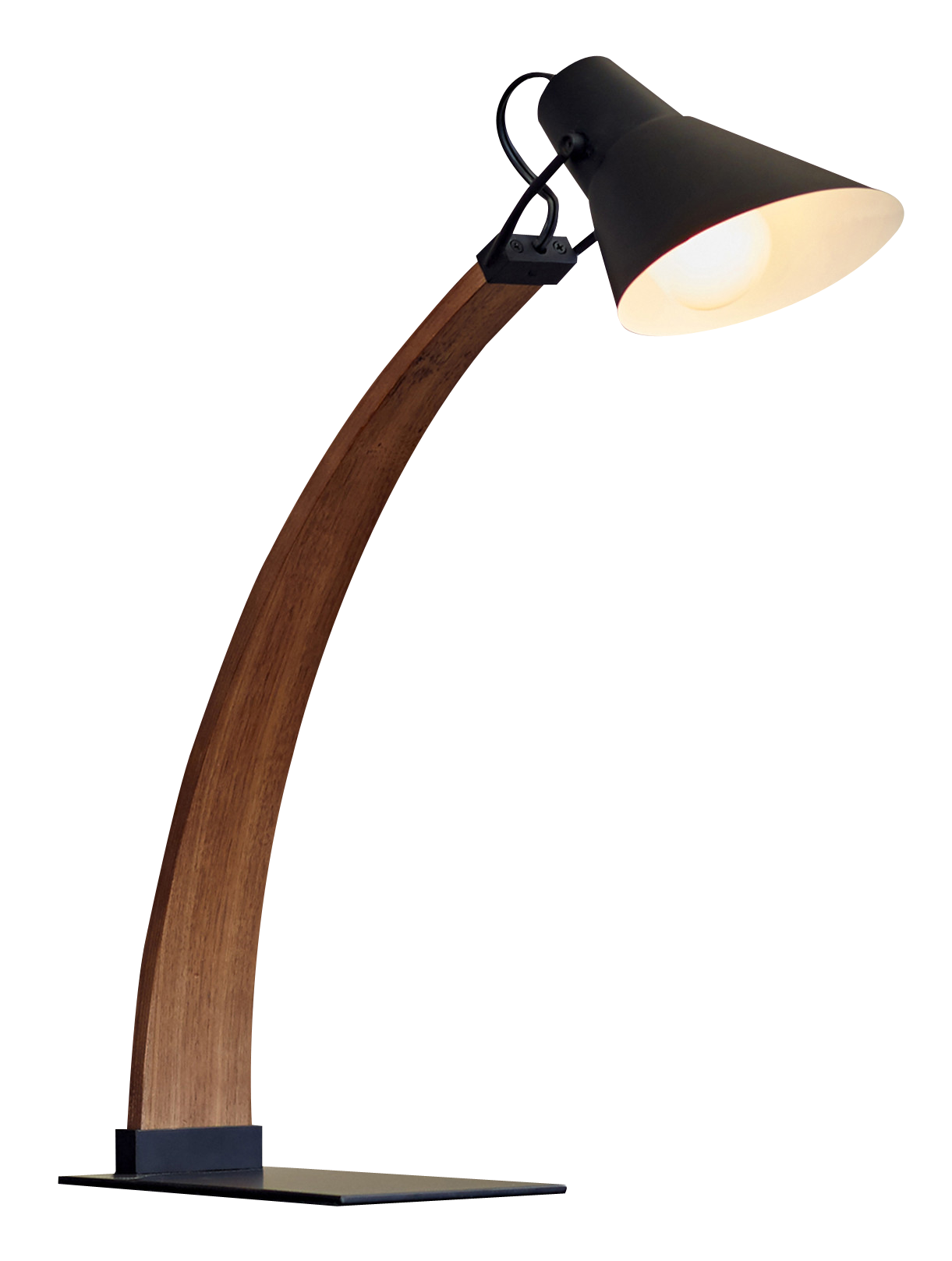 Modern Wooden Arched Desk Lamp PNG image