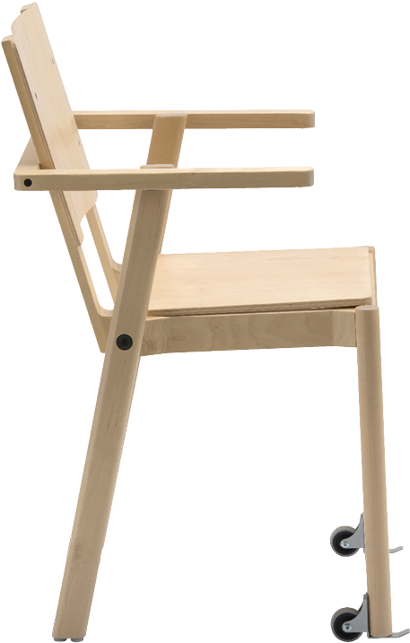 Modern Wooden Chairwith Casters PNG image