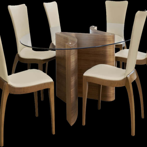 Modern Wooden Dining Set PNG image