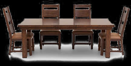 Modern Wooden Dining Seton Black Background.jpg PNG image