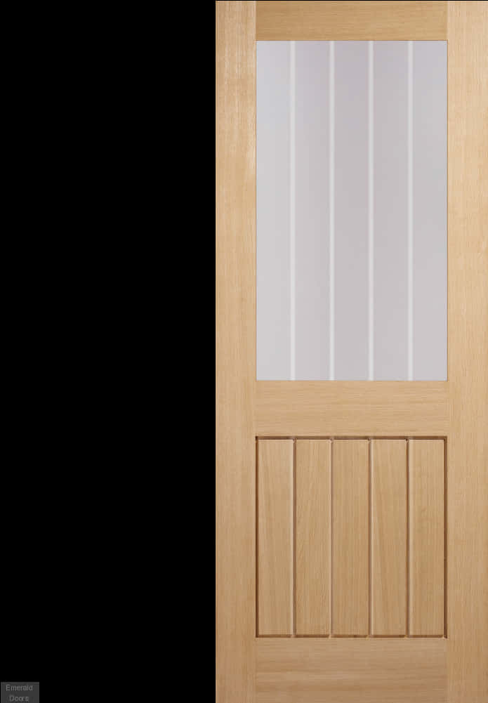 Modern Wooden Doorwith Glass Panel PNG image