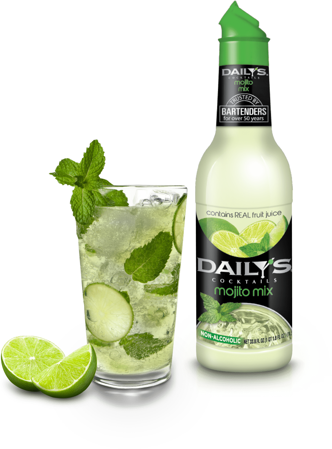 Mojito Cocktail Mixand Glass PNG image