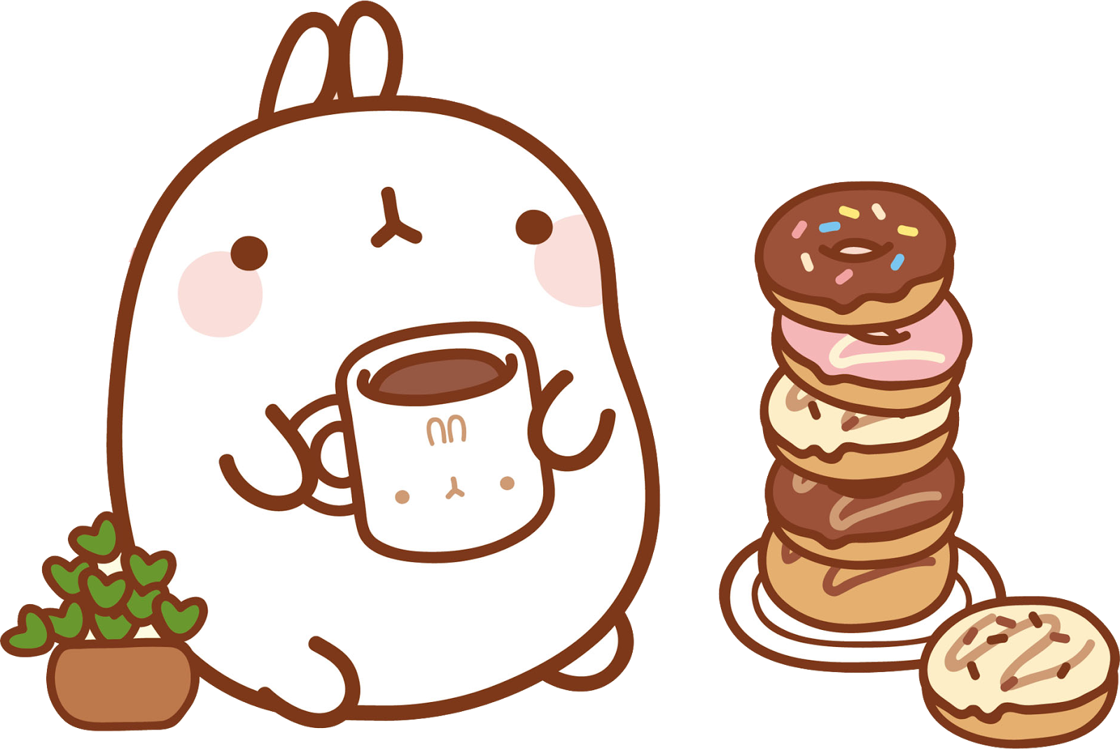 Molang Coffeeand Donuts PNG image