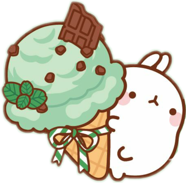 Molang Ice Cream Cone Cute PNG image