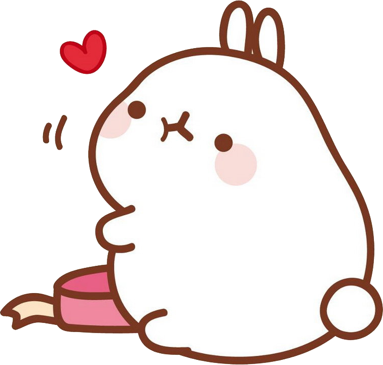 Molang Sitting With Heart PNG image