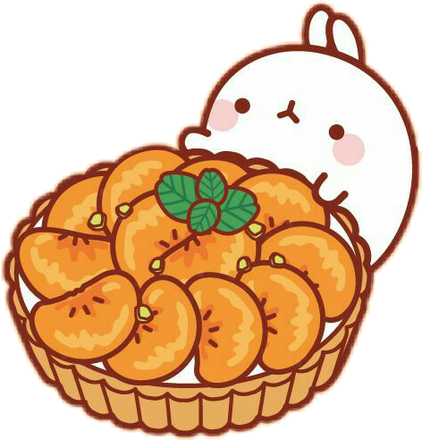 Molang_with_ Basket_of_ Peaches PNG image