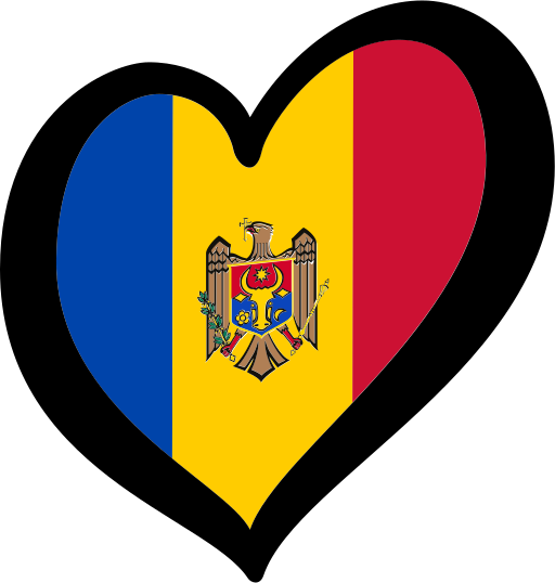 Moldova Flag Heart Shaped Graphic PNG image