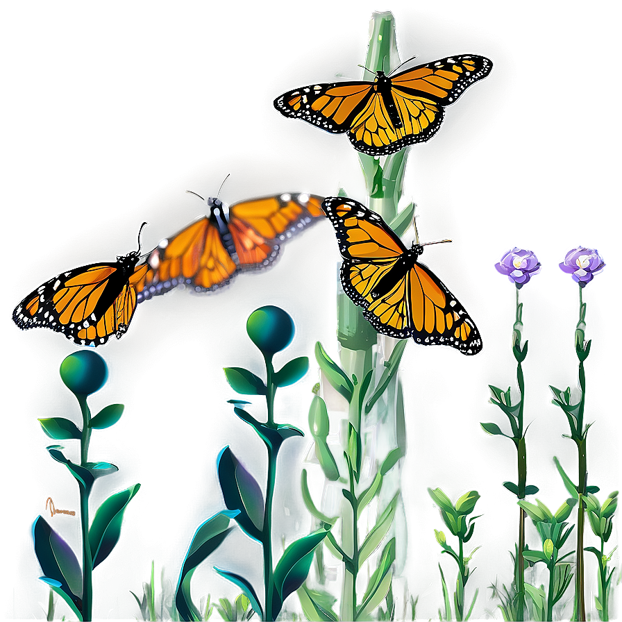 Monarch Butterflies In Meadow Png 20 PNG image