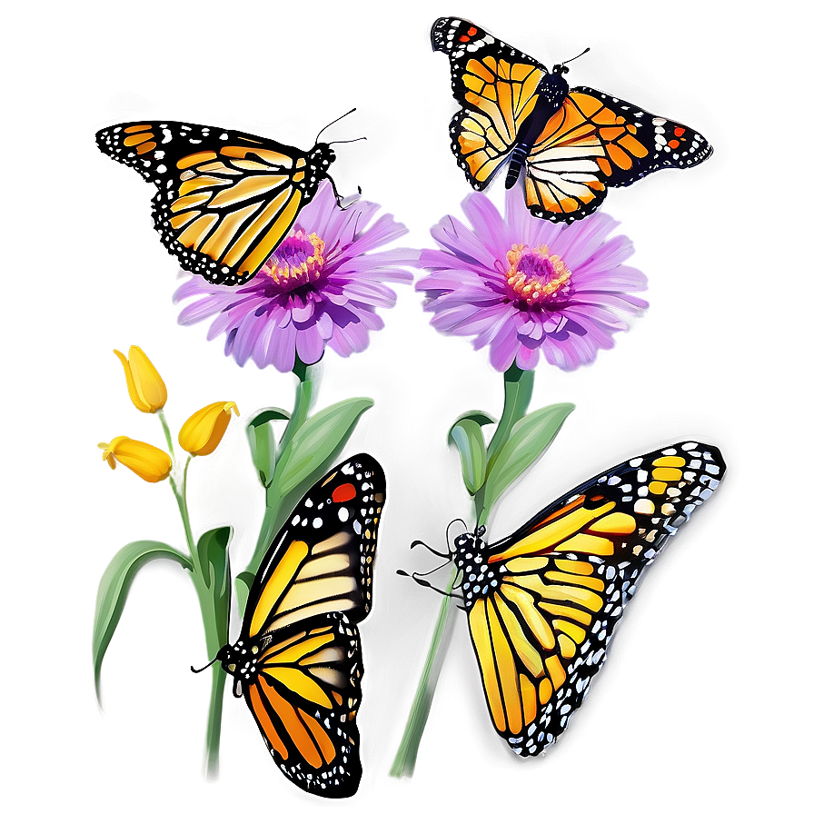 Monarch Butterflies On Flower Png 06252024 PNG image