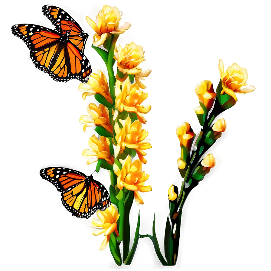 Monarch Butterflies On Flower Png Lki PNG image