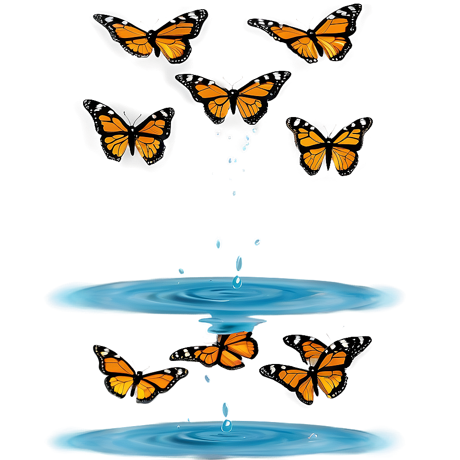 Monarch Butterflies Over Water Png 06252024 PNG image