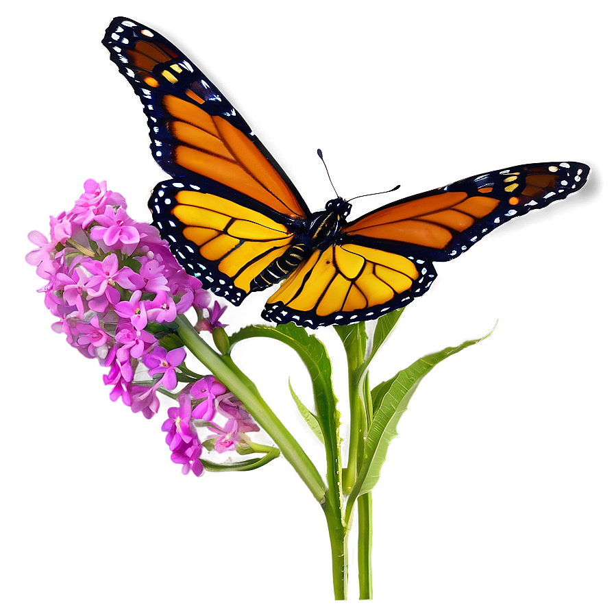 Monarch Butterfly On Flower Png Hkn PNG image