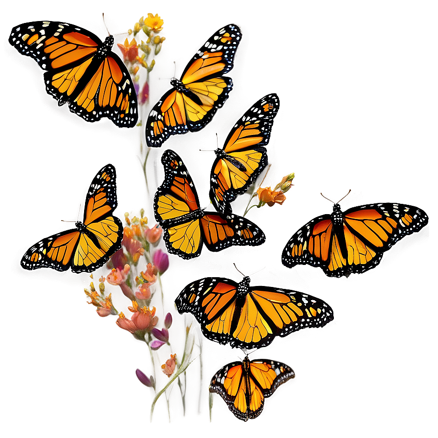 Monarch Butterfly Swarm Png Xqe PNG image