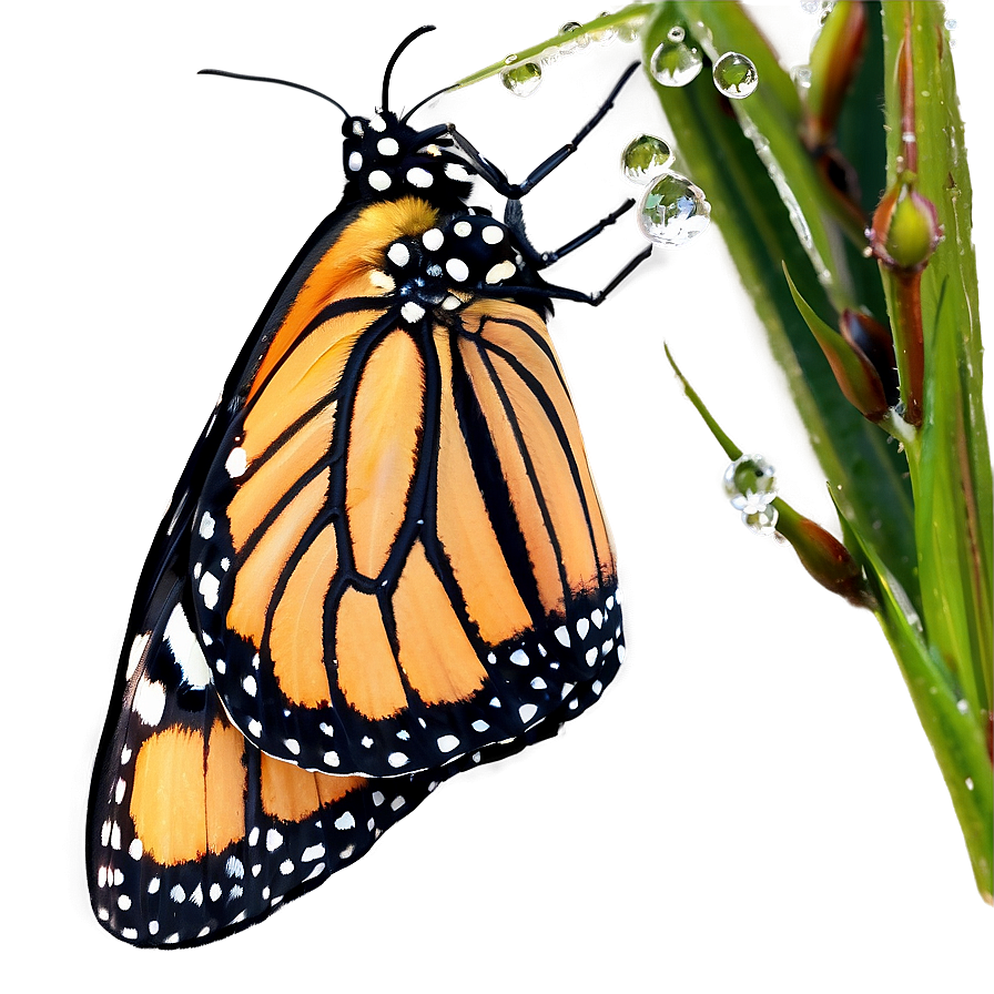 Monarch Butterfly With Dewdrops Png 05252024 PNG image