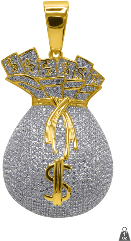 Money Bag Diamond Pendant Design PNG image