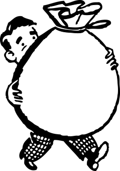 Money Bag Symbol Blackand White PNG image