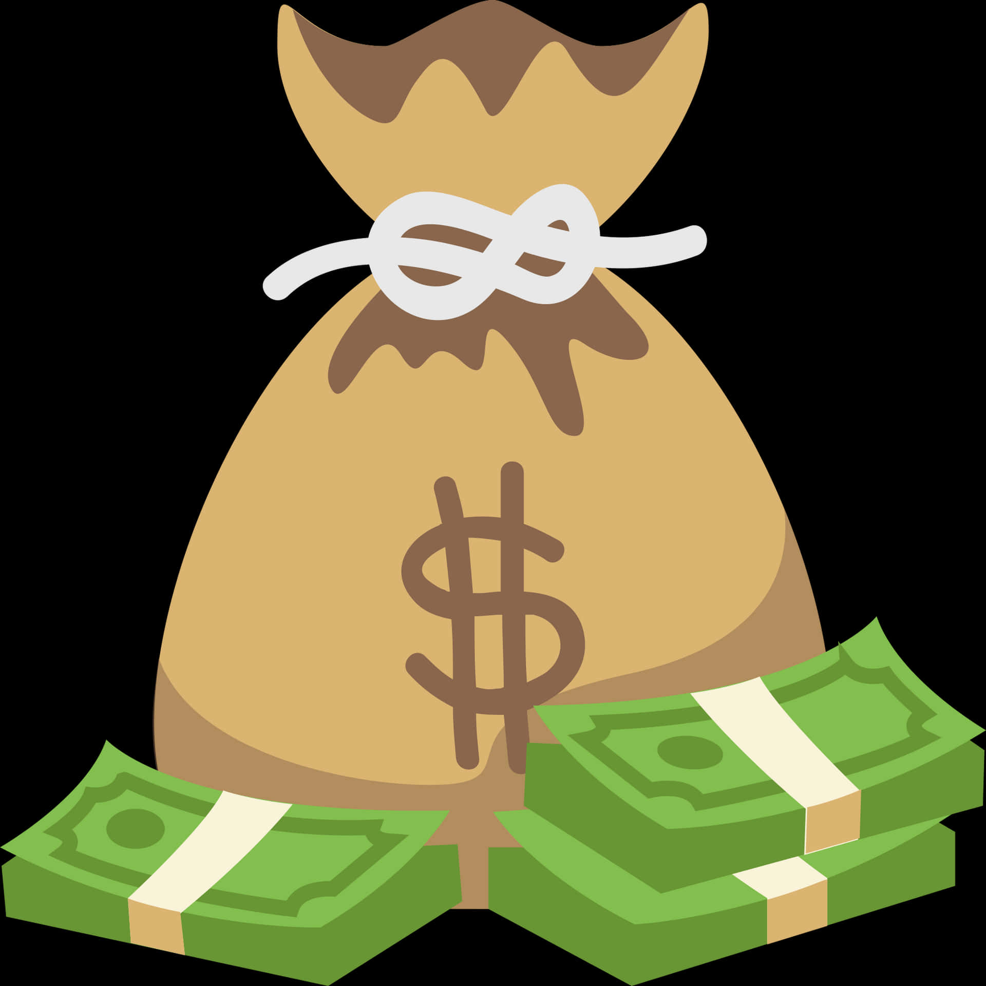 Money Bagand Cash Stacks Graphic PNG image