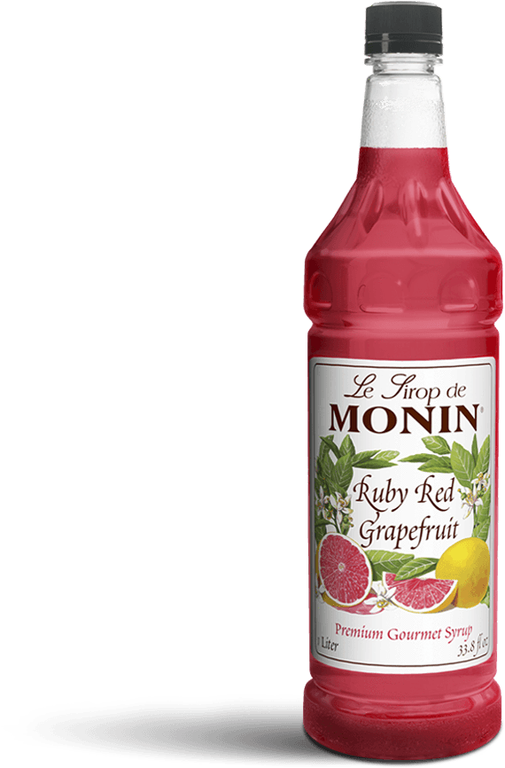 Monin Ruby Red Grapefruit Syrup Bottle PNG image