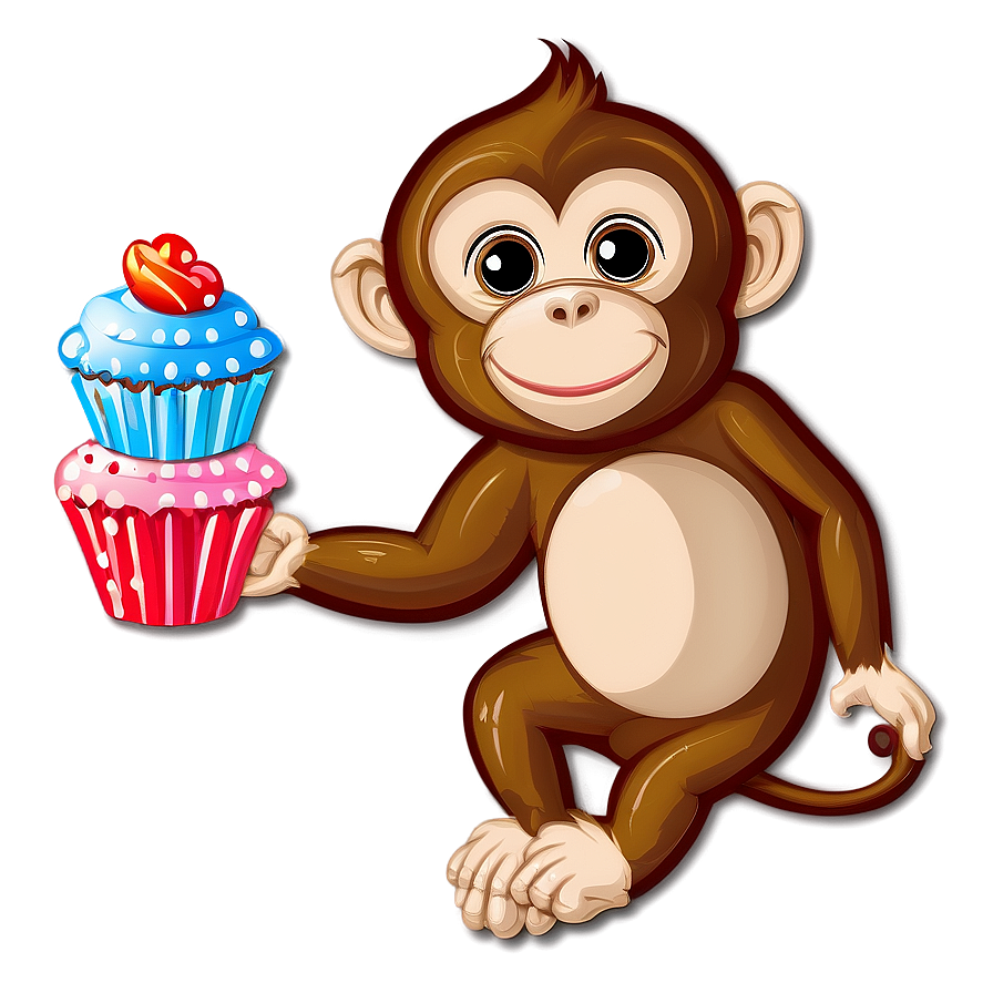 Monkey With Cupcake Png 05042024 PNG image