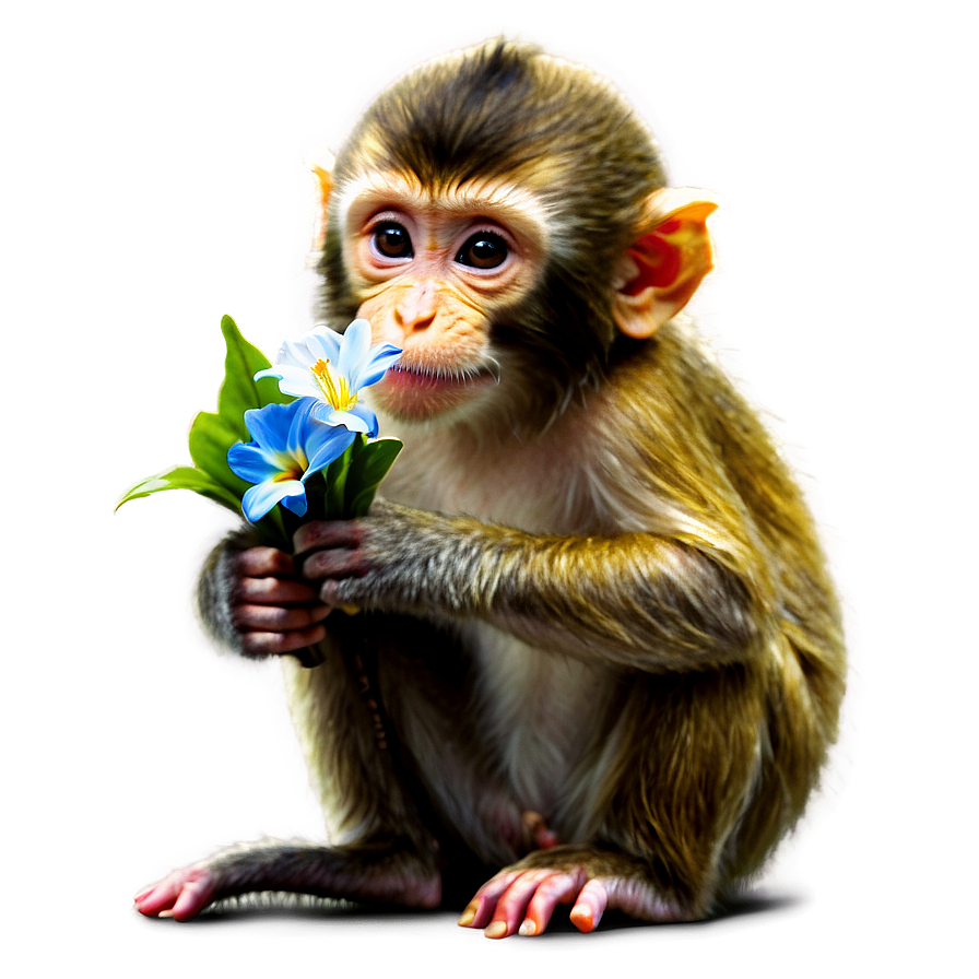 Monkey With Flowers Png 05042024 PNG image