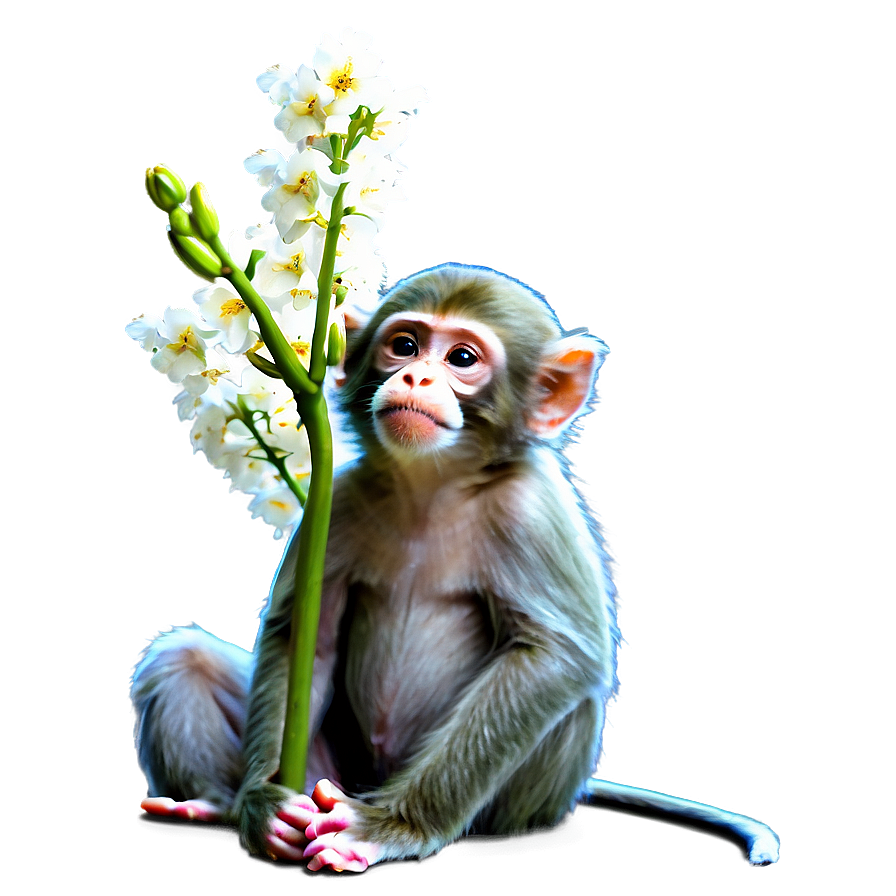 Monkey With Flowers Png 64 PNG image