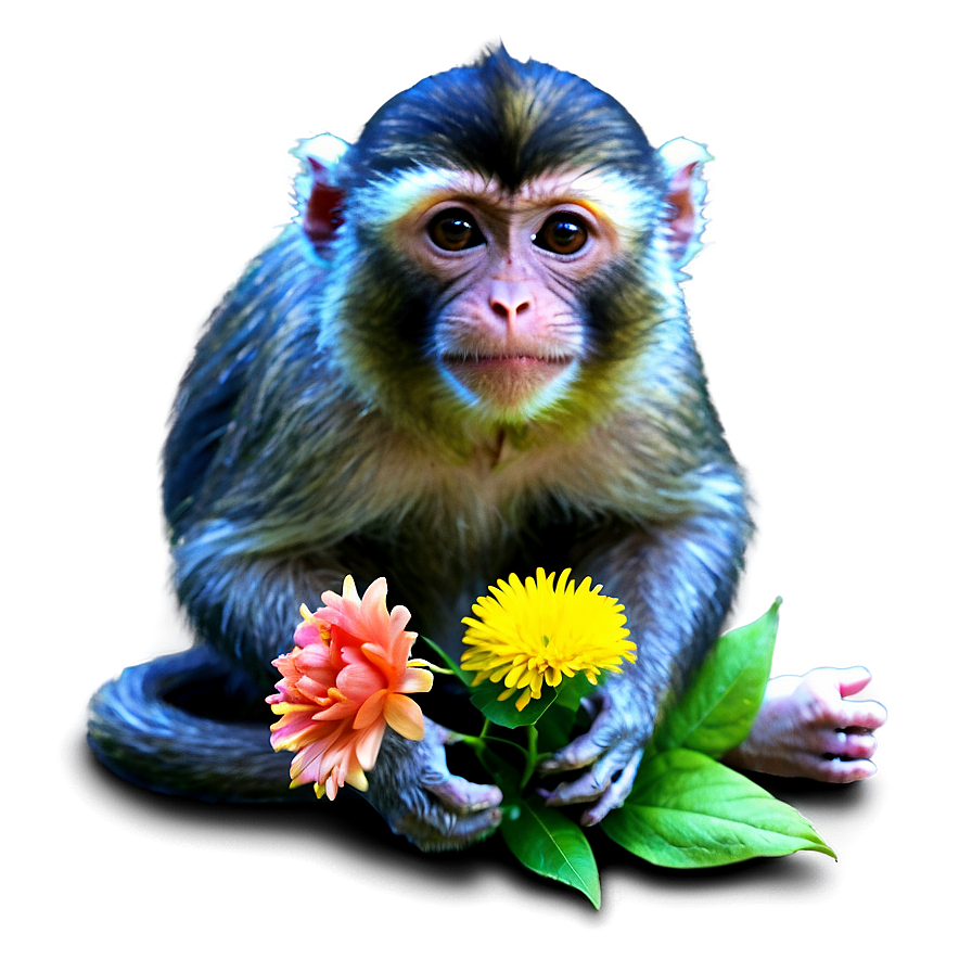 Monkey With Flowers Png Xbs PNG image