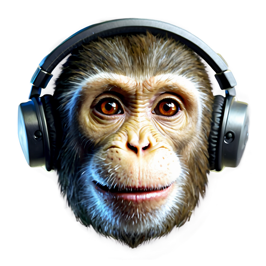 Monkey With Headphones Png 92 PNG image
