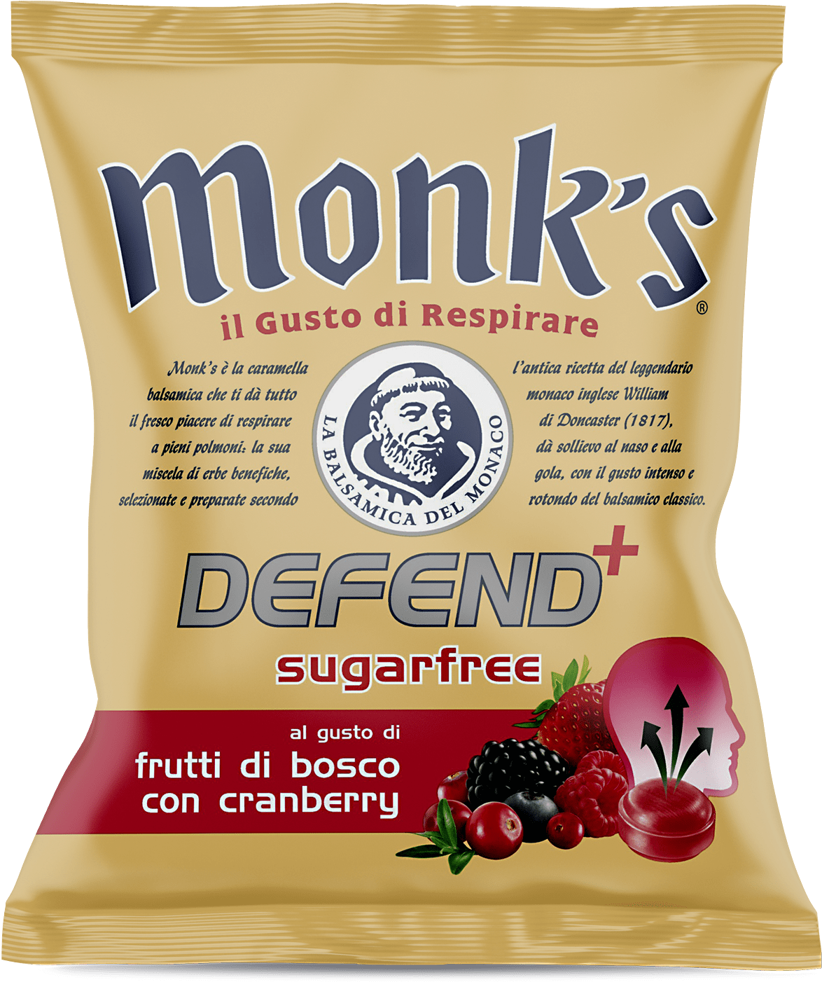 Monks Defend Sugarfree Cranberry Candy Package PNG image