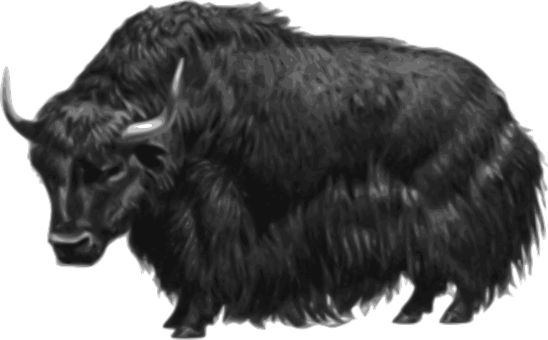 Monochrome Bison Illustration PNG image