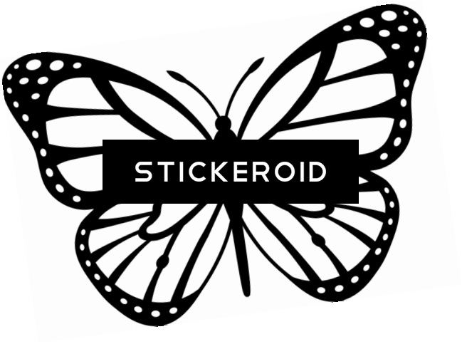Monochrome Butterfly Graphic Stickeroid PNG image