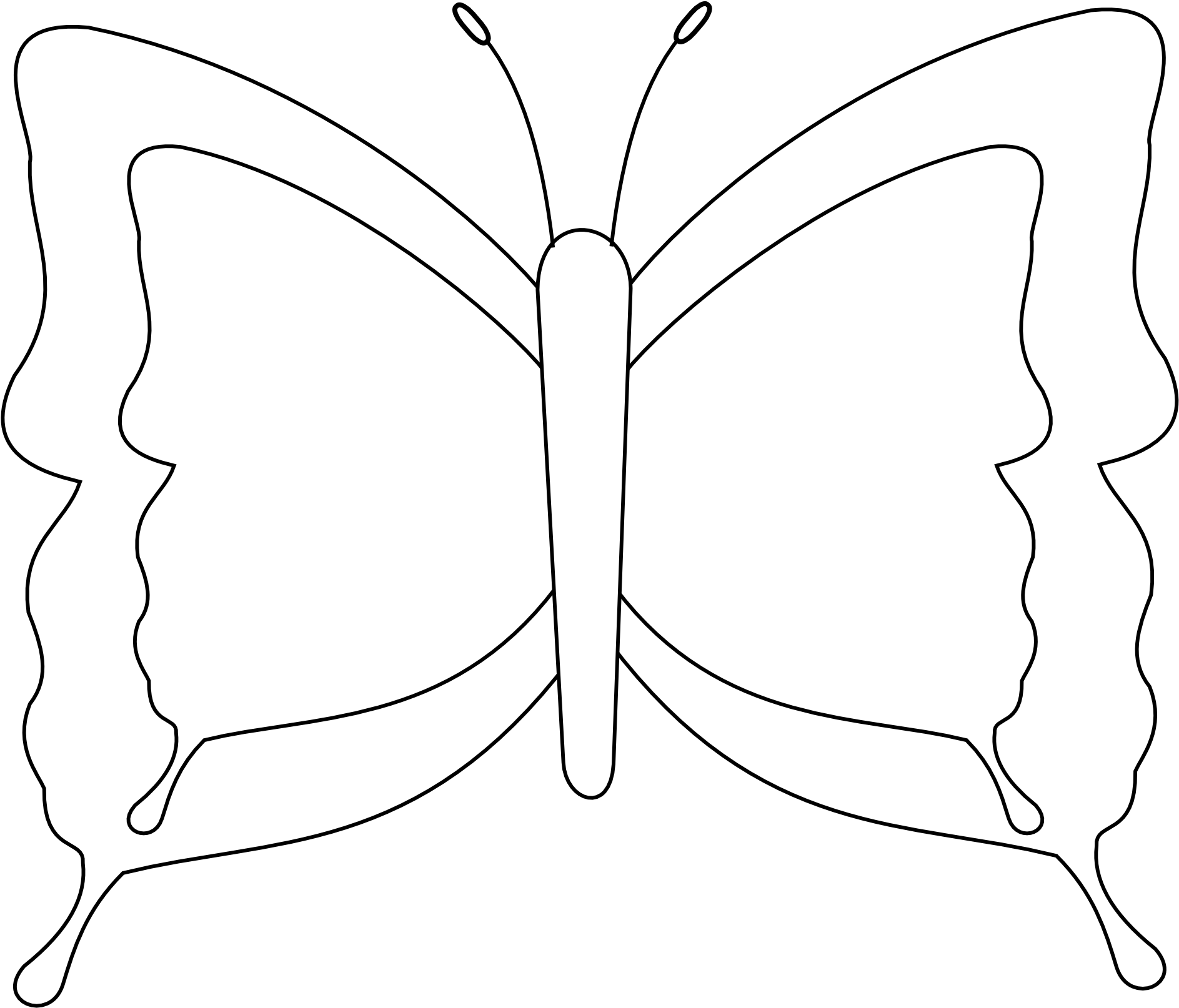 Monochrome_ Butterfly_ Outline PNG image