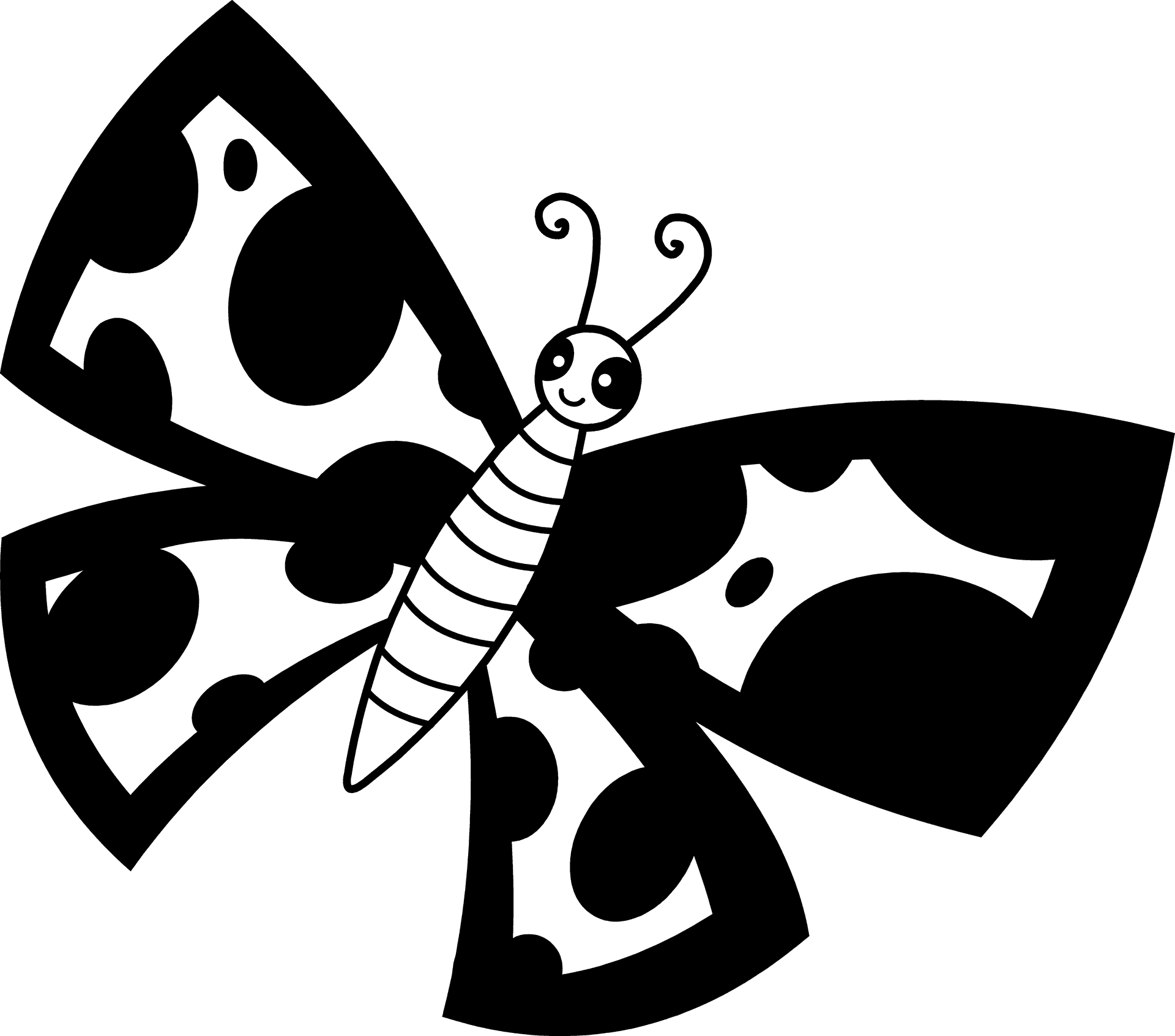 Monochrome Cartoon Butterfly PNG image