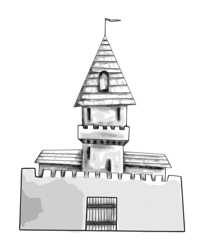 Monochrome Castle Illustration PNG image