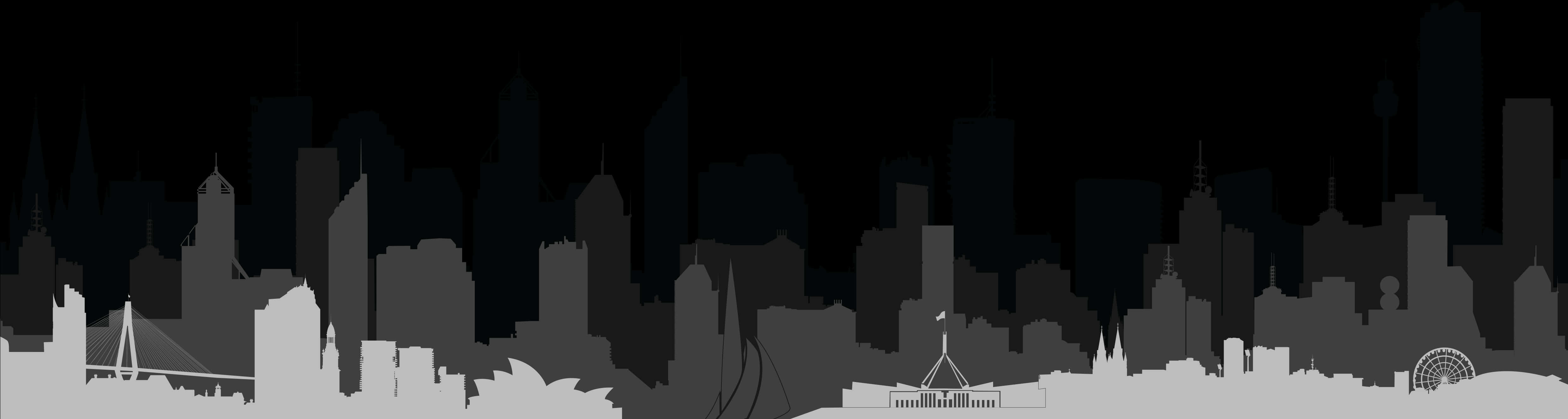 Monochrome City Silhouette Banner PNG image