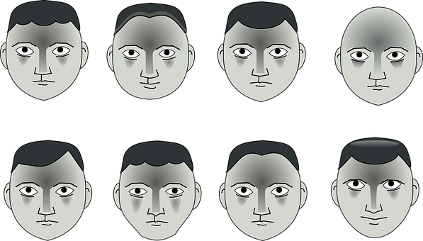 Monochrome Faces Expression Variations PNG image