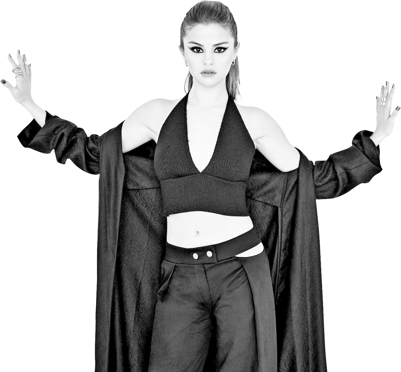 Monochrome_ Fashion_ Pose_ Selena PNG image