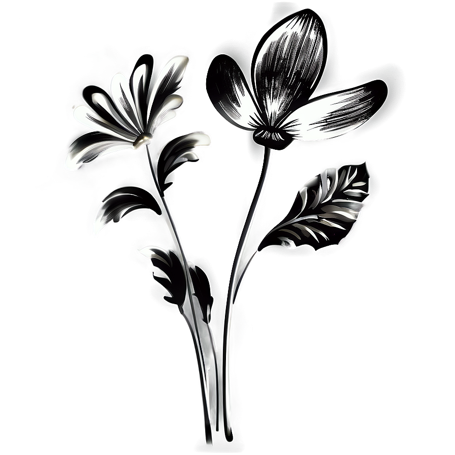 Monochrome Flowers Design Png 06282024 PNG image