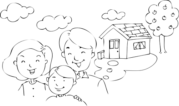 Monochrome House Rain Cloud Illustration PNG image
