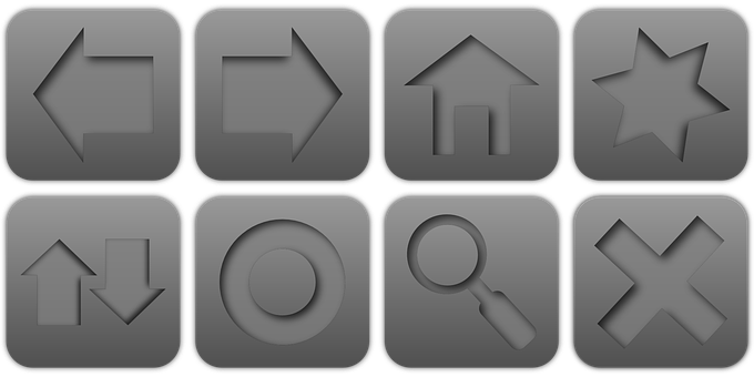 Monochrome Interface Icons Set PNG image