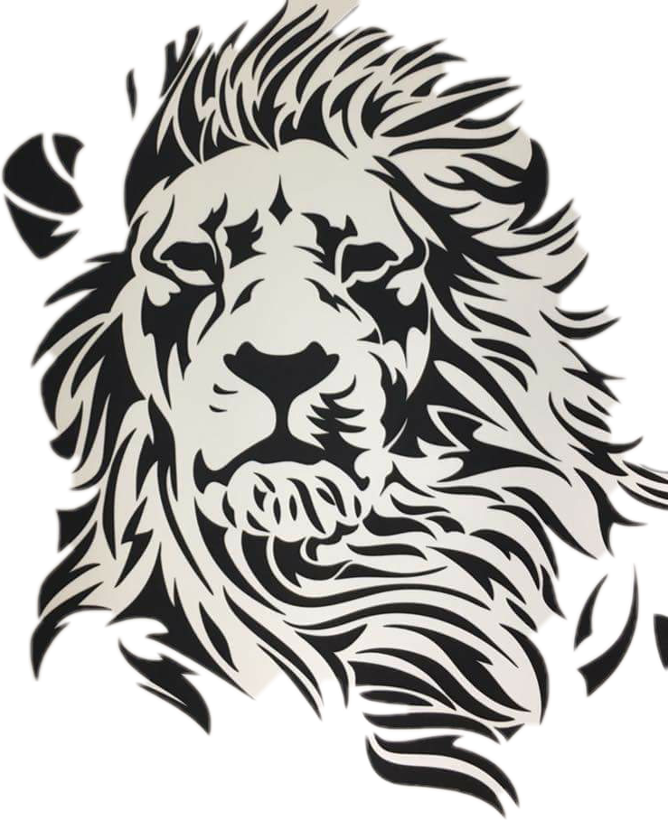 Monochrome Lion Art PNG image