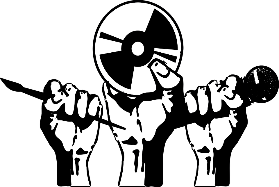 Monochrome Megaphone Protest Art PNG image