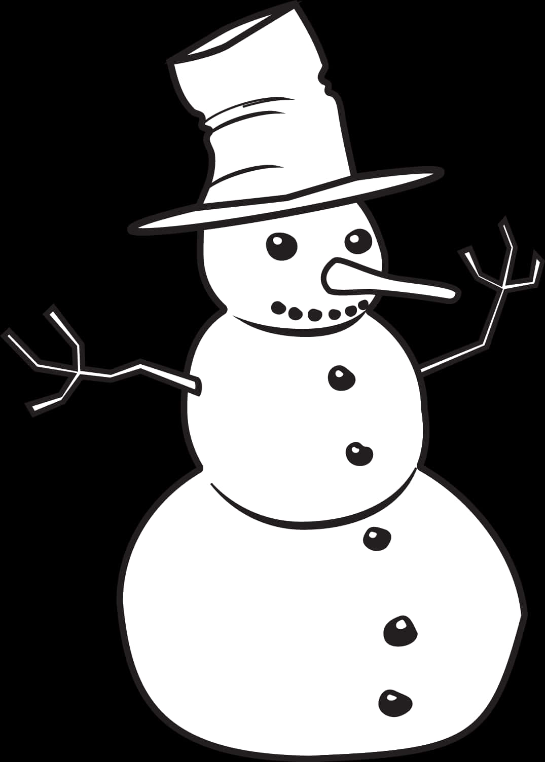 Monochrome Snowman Illustration PNG image